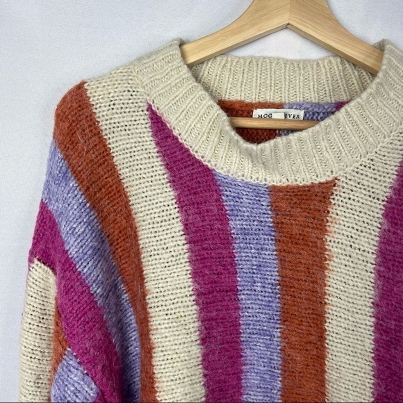ASOS Moon River Pink & Violet Striped Pullover Hi Low Sweater M - Picture 5 of 5